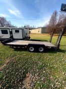 2009 7 1/2' X 18' FLAT BED TRAILER WITH REAR STABILIZER JACK, 12,000LB BATTERY OPERATED WINCH
