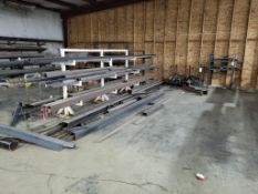 CANTILEVER RACK AND CUSTOM STEEL SHELF FILLED WITH BAR STOCK *CONTENTS INCLUDED