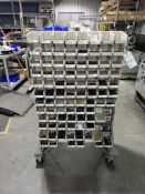 DOUBLE SIDED ROLLING LOUVERED RACK FILLED WITH ASSORTED HARDWARE