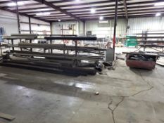 CANTILEVER RACK AND DUMP HOPPER FILLED WITH ASSORTED BAR STOCK *CONTENTS INCLUDED