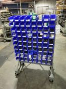 DOUBLE SIDED ROLLING LOUVERED RACK FILLED WITH ASSORTED HARDWARE
