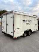 2014 HOMESTEADER 8 1/2' X 16' ENCLOSED TRAILER WITH BARN & SIDE DOORS, AUX BATTERY, AND E-TRACS