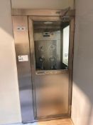 STAINLESS AIR SHOWER ENCLOSURE, 12 INTERNAL AIR JETS , INTERNAL LIGHTING, SAFETY DOOR