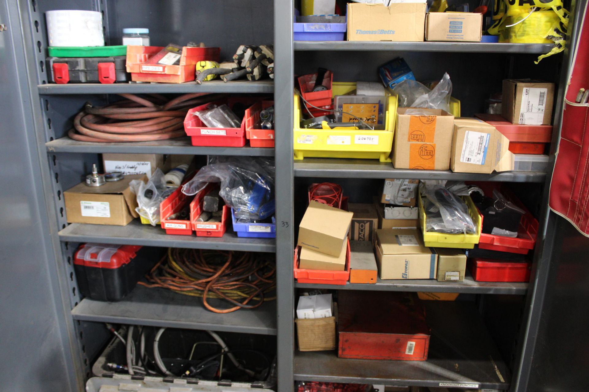 [Lot] of (3) Stronghold storage cabinets with contents to include ...