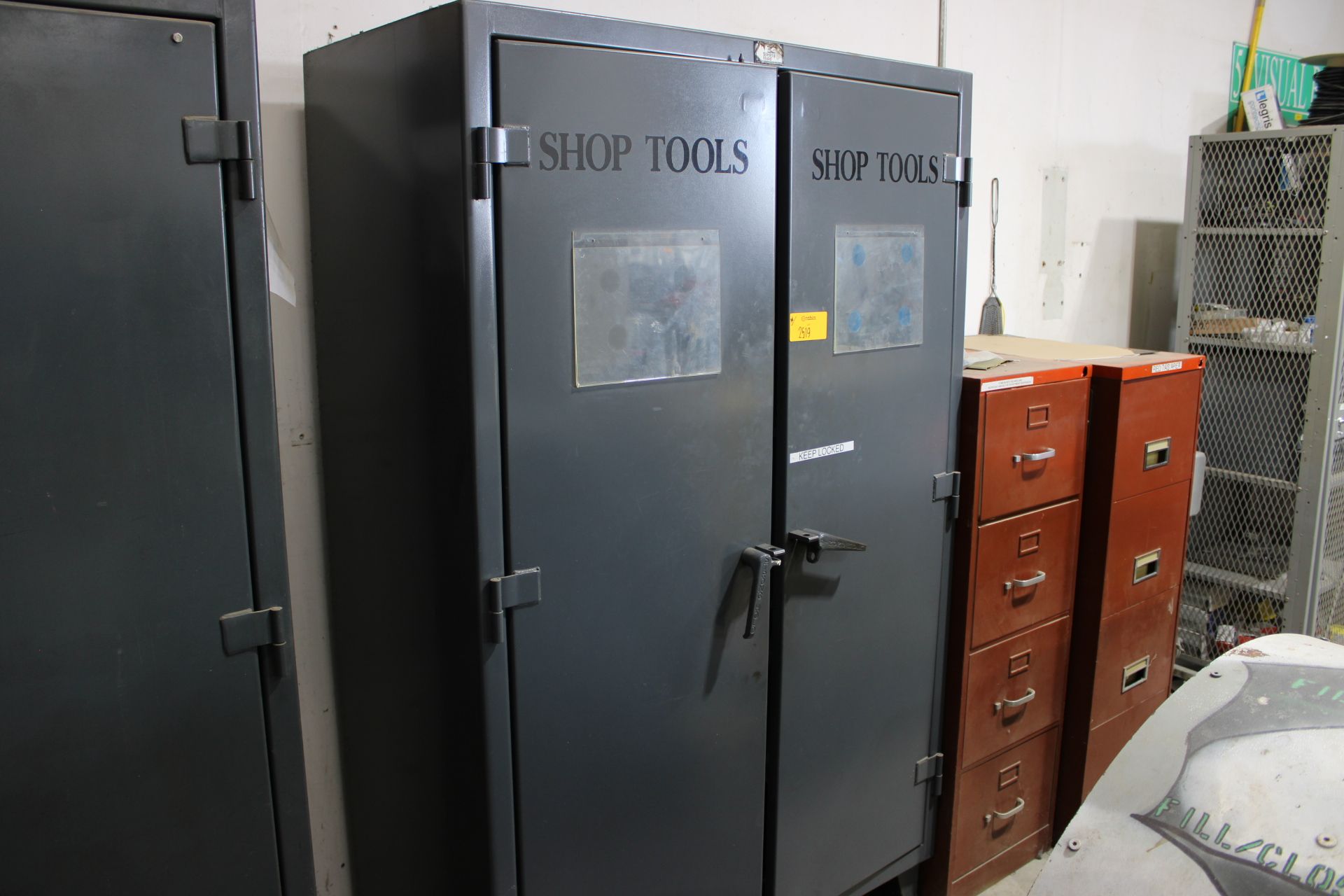 [Lot] of (3) Stronghold storage cabinets with contents to include ...