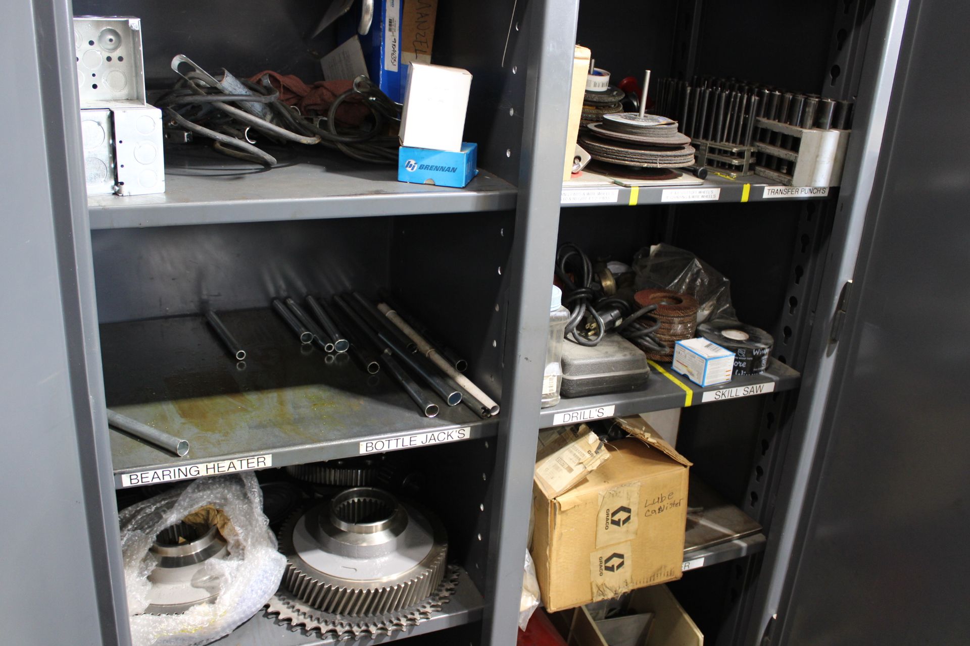 [Lot] of (3) Stronghold storage cabinets with contents to include ...