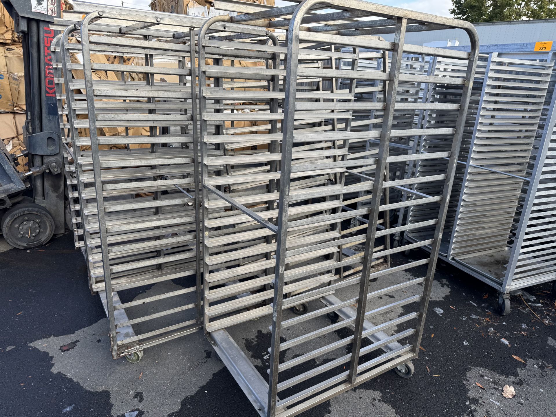 [LOT] of (5) Rotary Oven Racks, stainless, side load, double full size ...