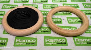 2x Pairs of wooden gymnastic rings