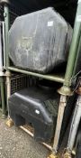 2x 680L water bowser tanks with 2x Metal restraint frames
