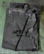 3x Green tarpaulin sheets - 450 x 590 x 115mm (approx. dimensions)