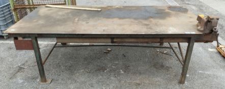 Metal engineers work table with vice - W 2500 x D 1260 x H 740mm - 280kg