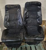 2x Black half leather captains chairs on pedestal