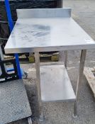Stainless steel table with upstand - W 650 x D 850 x H 990mm