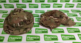 64x British Army MTP mixed hats - cold weather, tropical and combat - mixed sizes