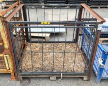 Metal stillage with wooden pallet base - W 1260 x D 1050 x H 1070mm