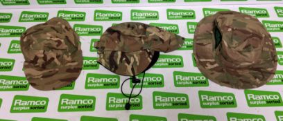 60x British Army MTP mixed hats - cold weather, tropical and combat - mixed sizes