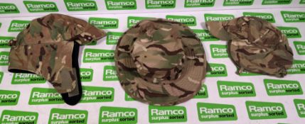 66x British Army MTP mixed hats - cold weather, tropical and combat - mixed sizes