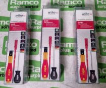 3x Wiha TorqueVario S electric posidrive screwdriver sets - 5 piece - 0,8-5 Nm