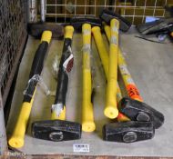 6x Visa Tools 4kg sledge hammers with fibreglass shaft/handle