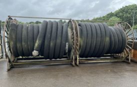 2x Manuli large fuel hose on metal reels - diameter: 250mm - weight: 4000kg (approx) - see desc.