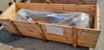 Land Rover RWMIK+ rear axle assembly with brake discs, pads and calipers in wooden storage crate