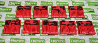 9x Facom 89.JL12 12 piece L shape torx key sets