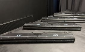 4x GLP JDC Line 1000 LED Strobe with assorted clamps, power cables and safety bonds in case