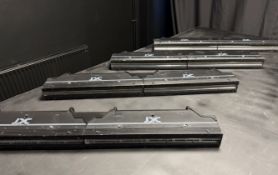 4x GLP JDC Line 1000 LED Strobe with assorted clamps, power cables and safety bonds in case