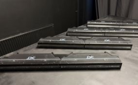 4x GLP JDC Line 1000 LED Strobe with assorted clamps, power cables and safety bonds in case