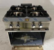 Hobart HBFB98AXXL 4 burner hob on cupboard - serial number 1318018 - grade B - see desc.