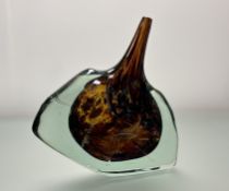 A 1960s-70s hand-blown Medina-style cased art glass vase of outswept design: h. x 22cm l. x 22cm