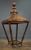 An impressive 19th century copper Edinburgh street lantern, known as a Provost's lamp, shaped finial