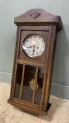 An Edwardian walnut Vienna-style wall clock, silvered dial over glazed panel door: h.x 76cm l.x 35cm