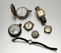 A Waltham of Massachusetts gold plated full hunter pocket watch with enamel dial retailed by