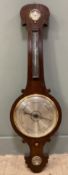 An Edwardian oak banjo barometer, of traditional form with thermometer and barometer dials (a/f