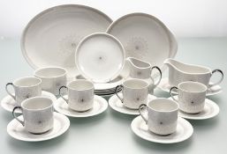 A Royal Doulton Morning Star pattern part tea service comprising, six teacups, six saucers, a milk