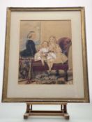 Charles J Basebe (British 1818-1880),In the Nursery, watercolour and pencil highlighted with