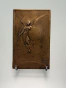 An Art Nouveau Louis Rosenthal (Russian/American), Angel moulded miniature bronze plaque, signed and