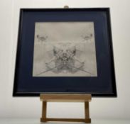 Nic Guise, Abstract Violin Sketch, pen, signed bottom right, in a glazed frame. (21cmx21cm)