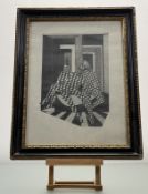 A 20thc School, Three seated Checkered Jokers, pencil sketch, unsigned, in a glazed frame. (40.