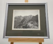 Jean Thomas, (British 20thc) The Cuillin Ridge from Banachdich, limited etching 24/60 signed and