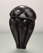 A Unique Stone Carved owl sculpture figure by Joe Joseph (20thc Zimbabwaen), signed verso. (h-24)