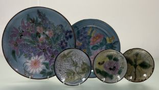 A collection of Chelsea Pottery comprising, a floral bouquet design by Joyce Morgan (w-26cm), a
