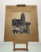 Georges Frédéric (1900-1981), l'eglise de dordrecht, pen sketch, signed and dated 1954, paper