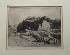 William Strang RA (Scottish 1859-1921), The Quarry, etching, signed in pencil bellow, in a glazed