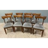 A set of eight George IV mahogany dining chairs, curved tablet back-rests raised on neo-classical