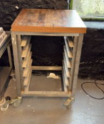 Wheeled Wooden Top Bakery Rack