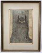Yukio Katsuda (Japanese; b. 1941) woodcut print in colours of an Owl, ‘No. 68’, signed and dated ‘73