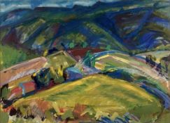 Ray Garvey (1943-2001) mixed media on paper, French landscape, 52cm x 70cm, framed