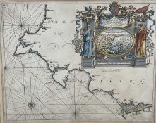 Greenvile Collins, 17th century engraved sea chart - South Devon, with hand finishing